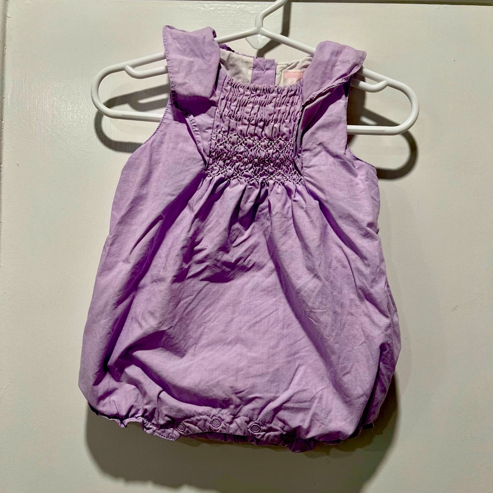 Janie and Jack Purple Bubble Onesie with Smocking Size 3-6 Months